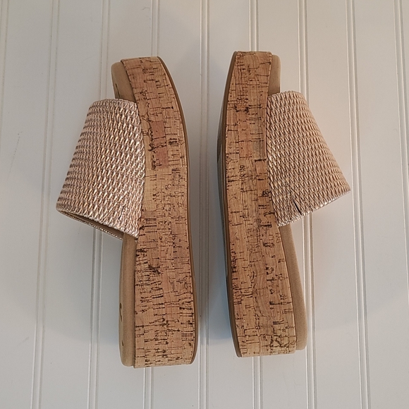 Sam Edelman Wendi Cork Platform Blush Gold Ruched Sandal Slides size 10 - Picture 8 of 16